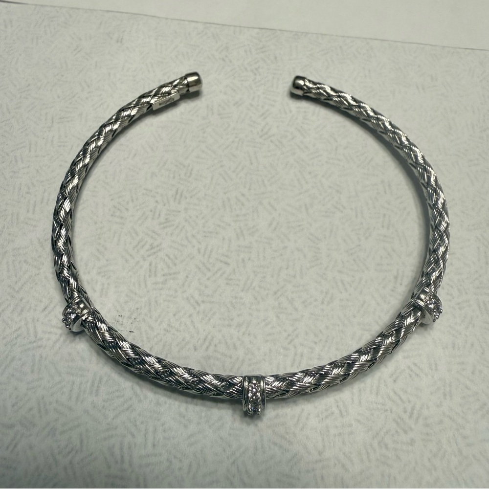 Silver Braided Cuff Bracelet